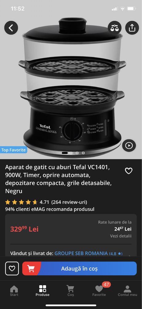 Tefal aparat de gatit la aburi