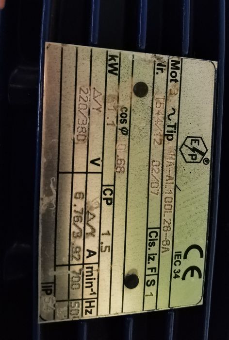 Motoare electrice 1,1kw 220/380v