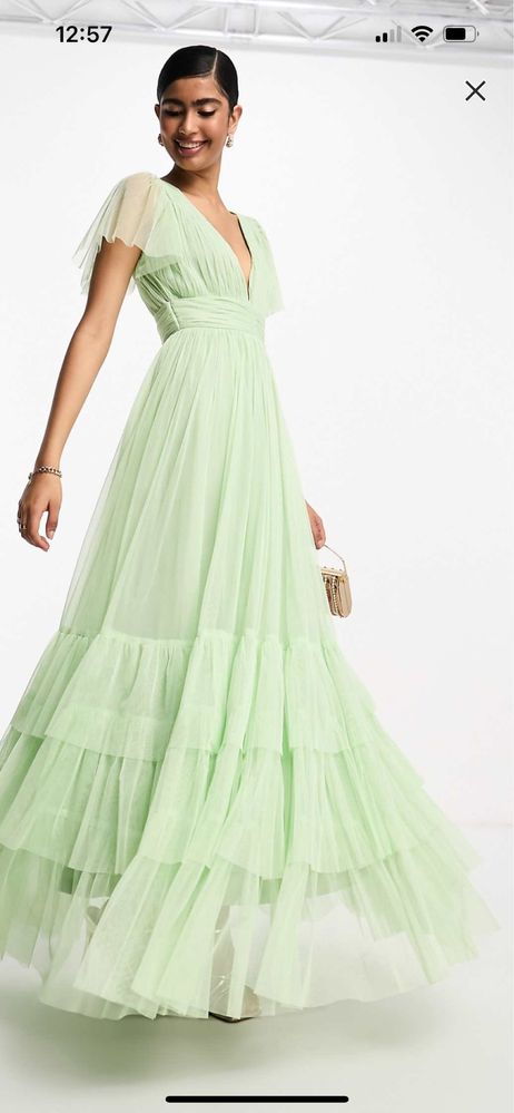 Rochie Lace & Beads Asos marimea 38 verde menta, maternity