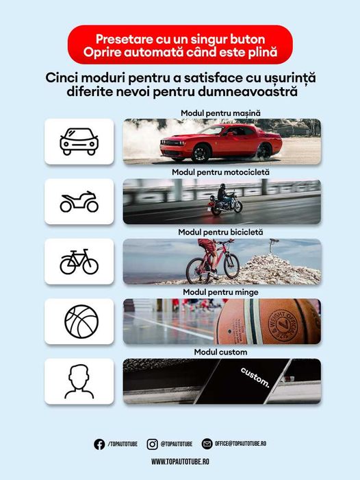 Compresor Aer Multifunctional, Portabil Cu Acumulator 6000mAh Wireless