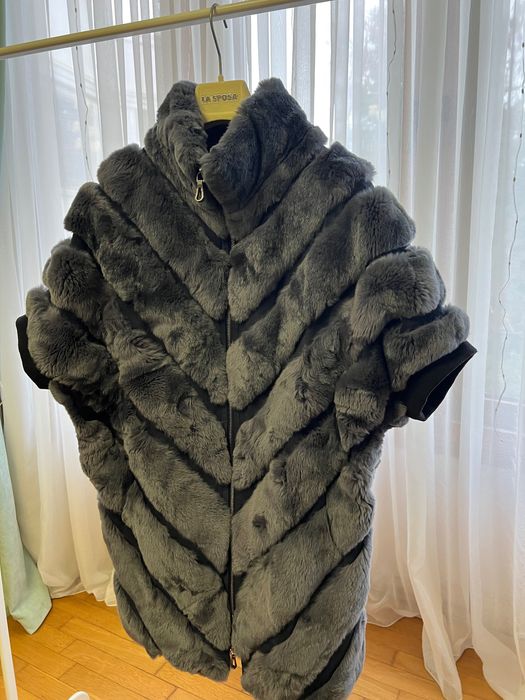 палто от естествен косъм и кожа