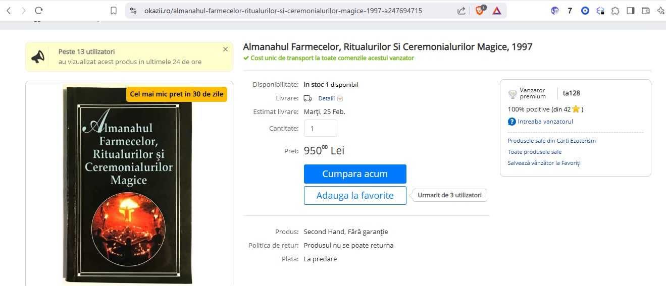 RAR,Almanahul farmecelor,ritualurilor si ceremonialurilor magice,VRAJI