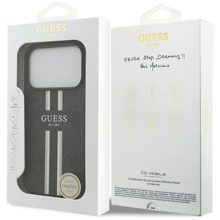 Калъф guess hardcase 4g printed stripes magsafe за iphone 17 pro max в