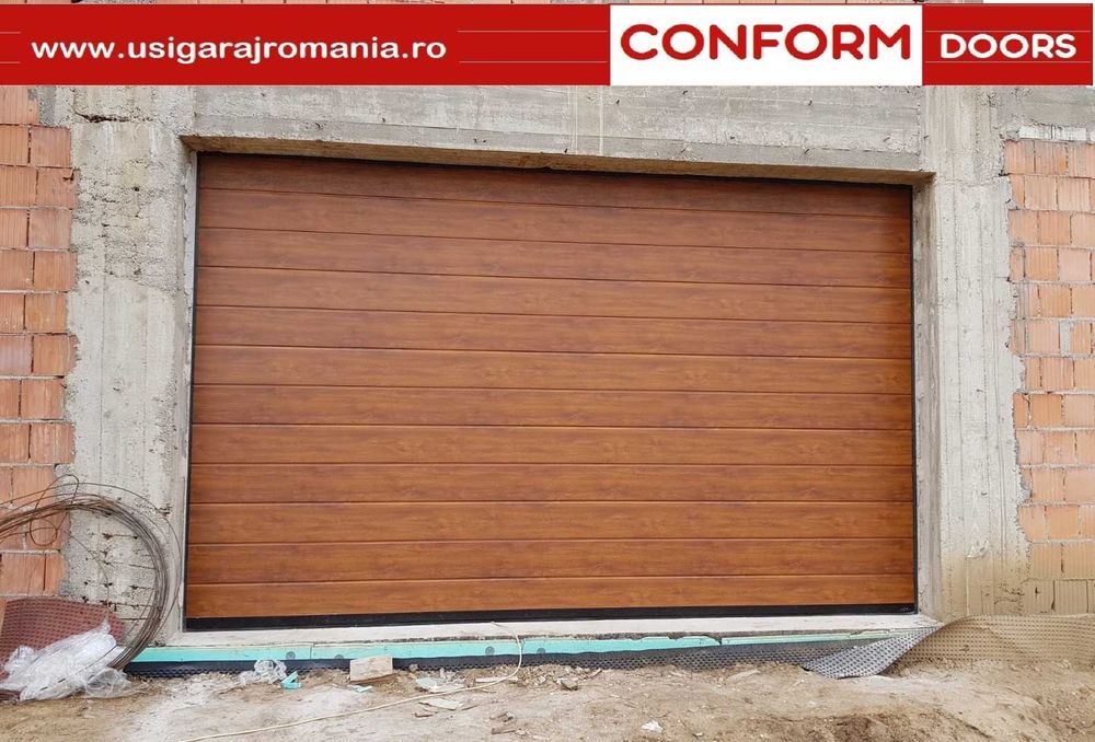 Usa garaj sectionala 4000x3000 stejar auriu, cu automatizare