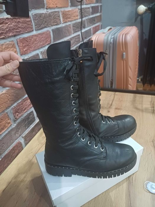 Дамски  черни ботуши/кубинки