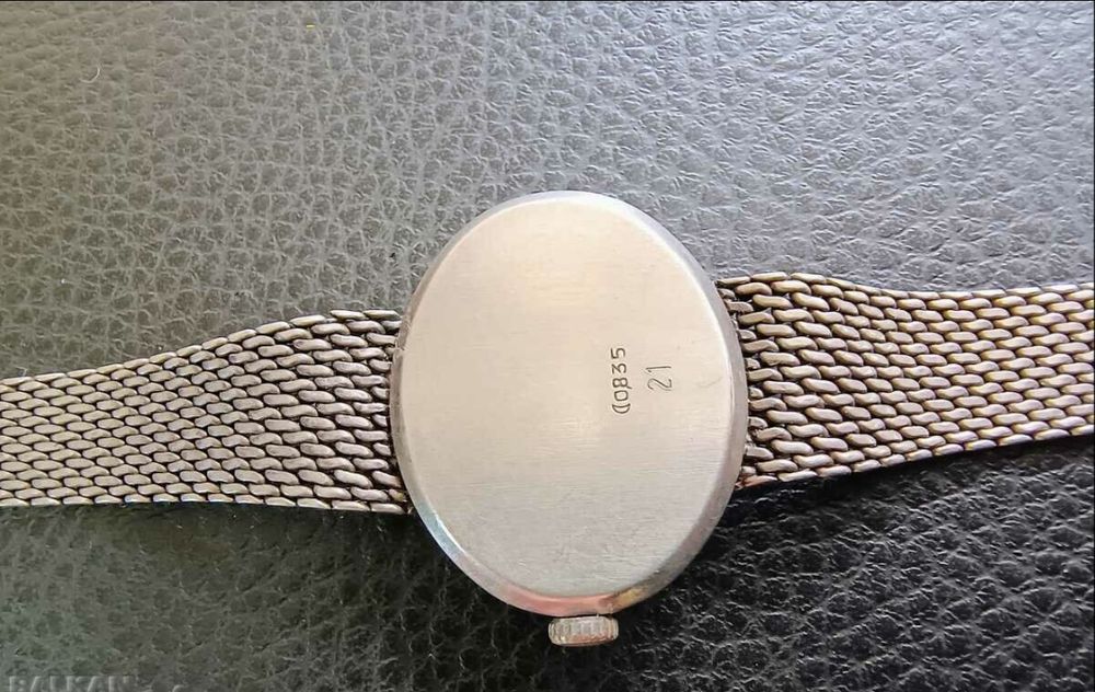 Сребърна Дамска Гривна Часовник  Механичен