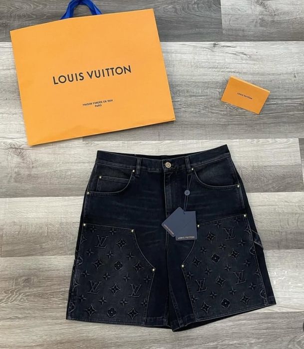 Blug scurt din denim Louis Vuitton model LV Carpenter Monogram