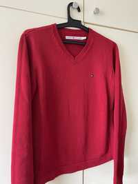 Памучен червен пуловер Tommy Hilfiger