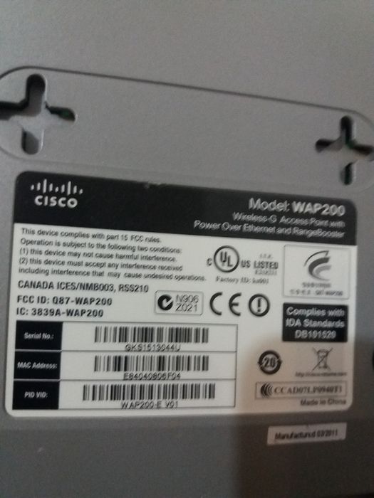 Router wireless G cisco wap 200