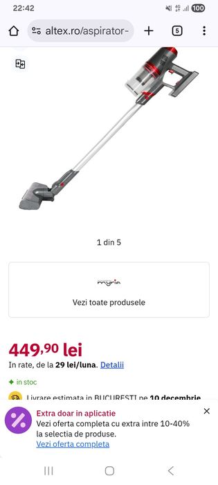 Aspirator Myria vertical cumparat de 3 luni ,folosit puțin