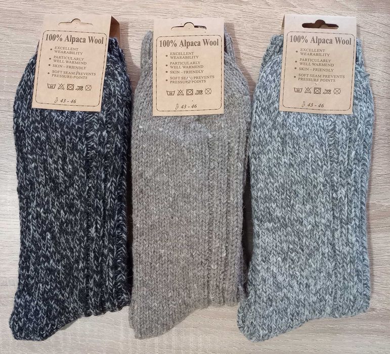 Мъжки Дебели Зимни Вълнени Чорапи - 100% Вълна от Алпака