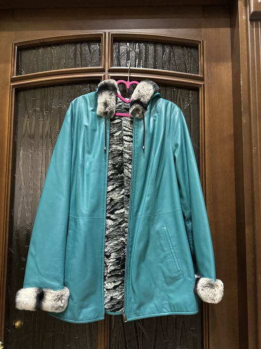 кожанная двустороняя шуба