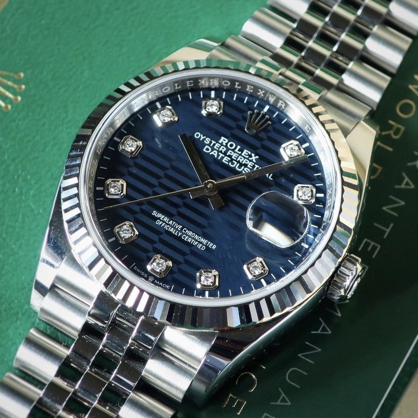ceas rolex datejust blue dial 36 mm