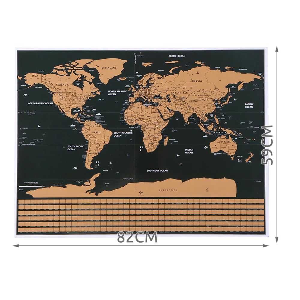Harta lumii de razuit cu steaguri pentru pasionatii de calatorii 82x59