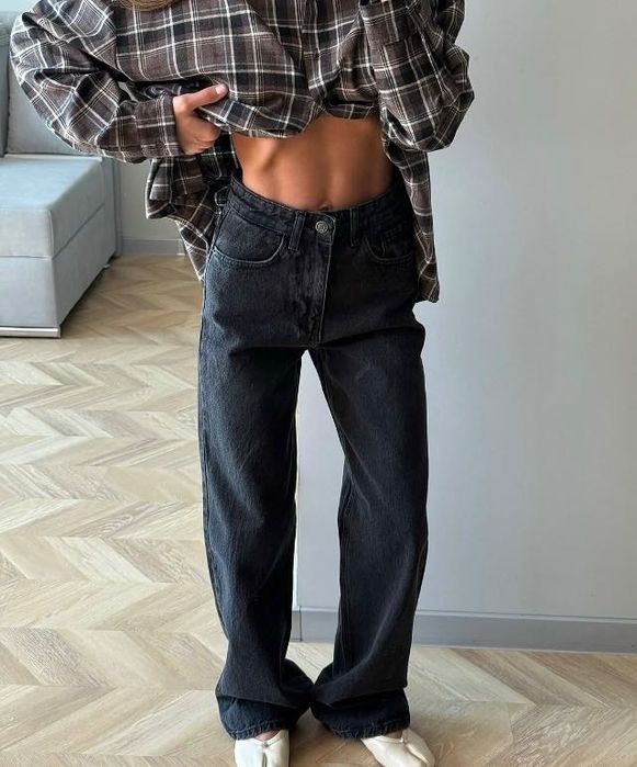 Джинсы женские черные с высокой посадкой