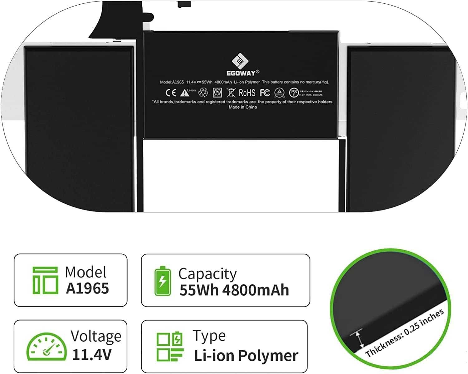 A1932 A2179 резервна батерия за MacBook Air 13 инча EMC 3184 3302