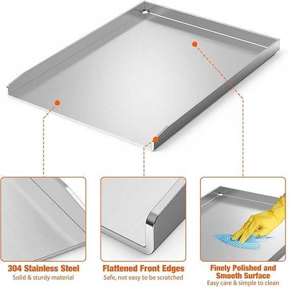 Plita de grătar din inox solid 4 mm ,44,5 x 26 x 2,5 cm universala