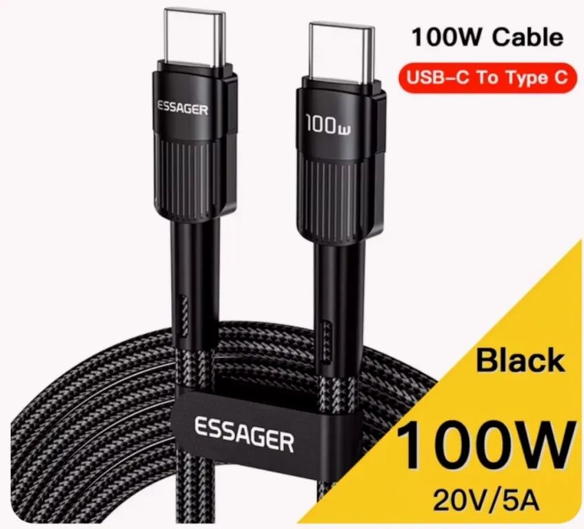 Кабел за зареждане Essager Type-C към Type-C кабел 100W