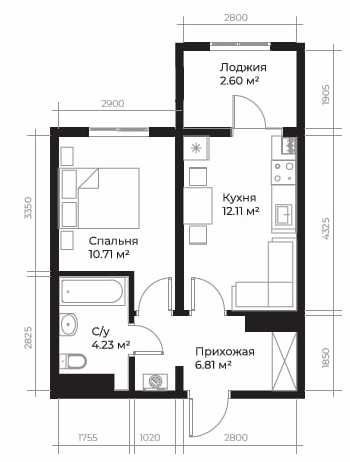 1-xonali xonadonlar | 1-к. квартиры ЖК Assalom Bog'lar - Golden House