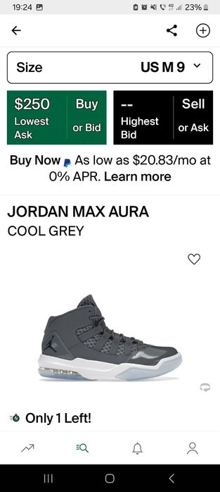 Jordan max aura 1 cool grey