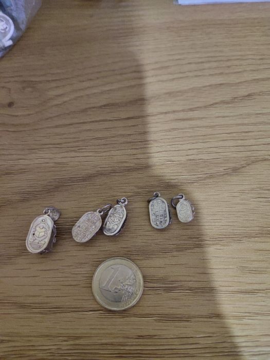 Lot 5 pandantive scarabeu egiptean argint 925 – protecție și noroc,