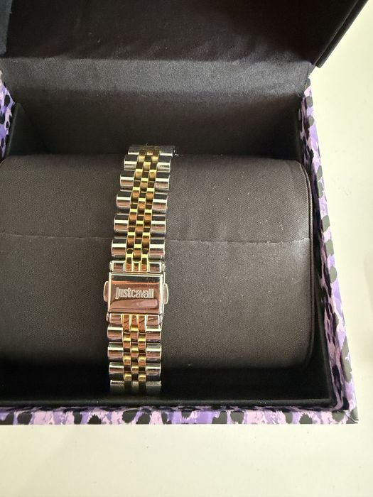JUST CAVALLI, Часовник с циркони, Сребрист, Златист
