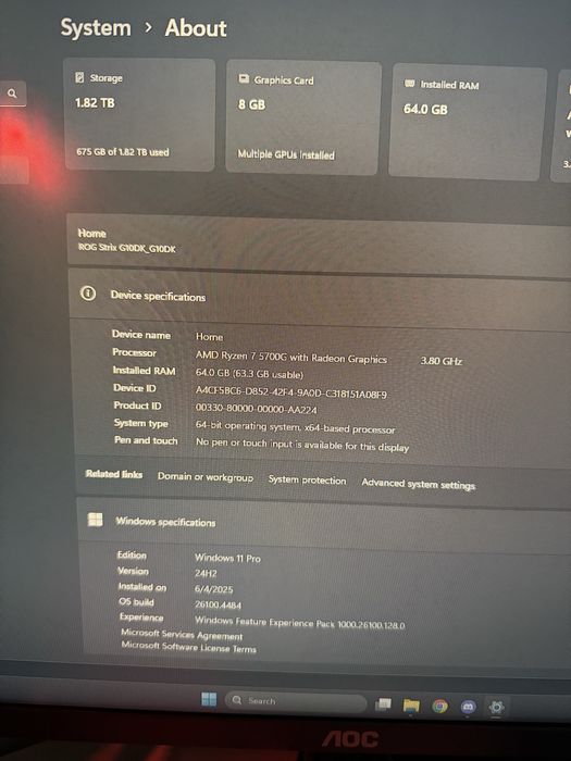 PC Gaming – Ryzen 7 5700G / RTX 3070 / 64GB DDR4