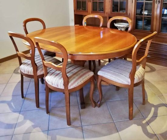 Masa cu 6 scaune baroc din lemn masiv