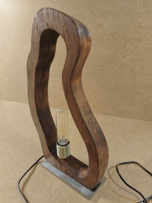 Decoratiune corp iluminat lemn masiv/otel masiv