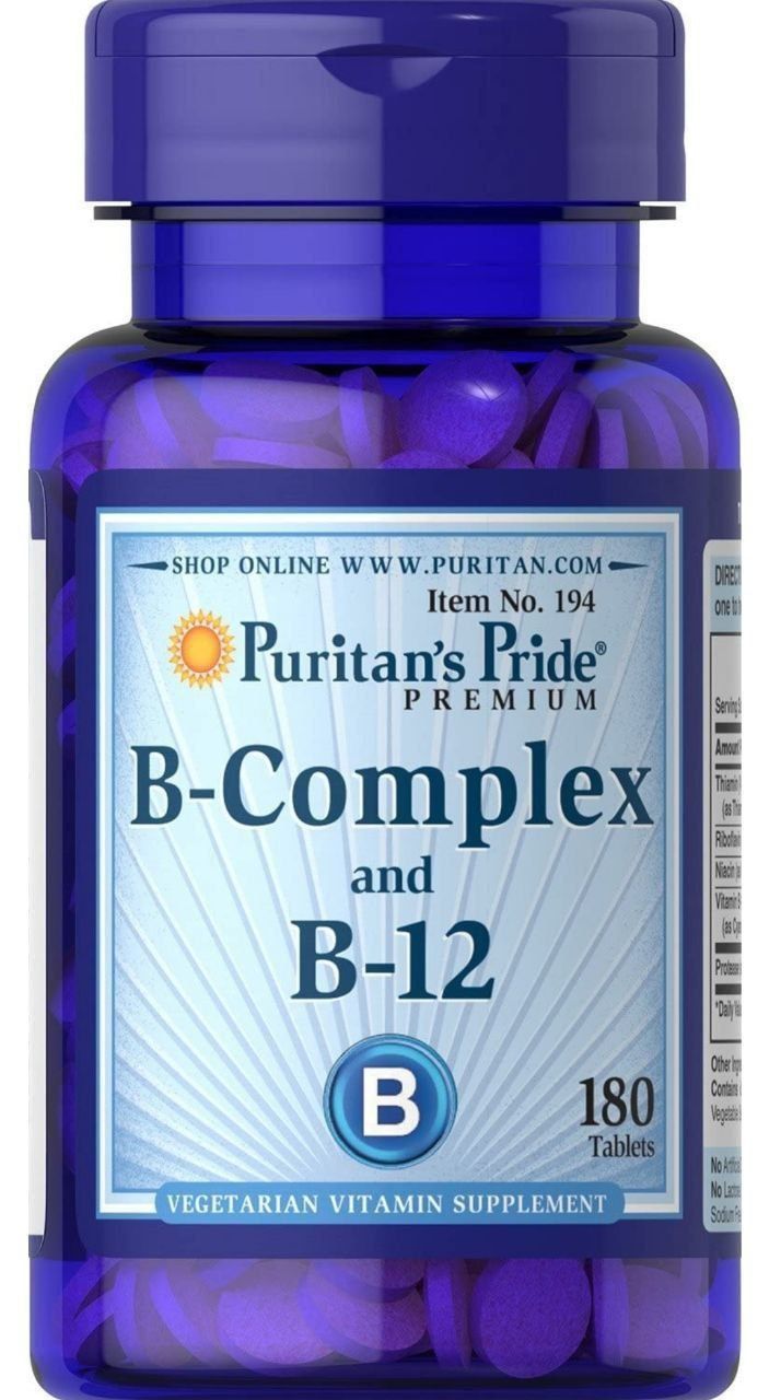 Комплекс витаминов группы В и витамин В-12 Puritans Pride, 180 шт