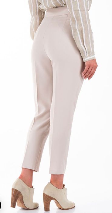 Дамски панталон висока талия екрю