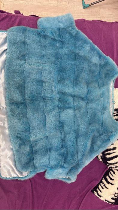 Понче норковое новое небесного цвета