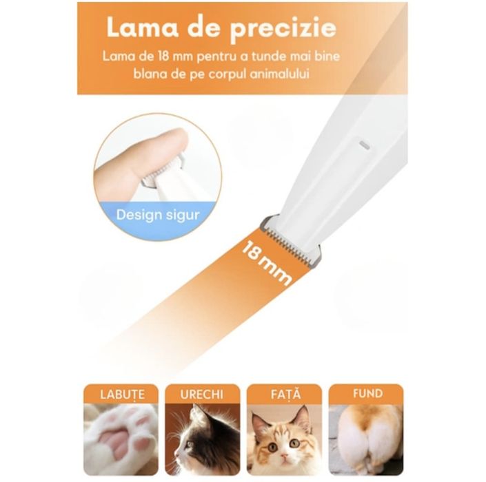 Masina de tuns caini si pisici, display LED, trimmer fara fir