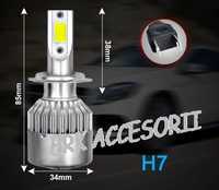 Set bec LED H7 30W - 3200 lumen CULOARE ALB RECE - 6000k 12V - 24V