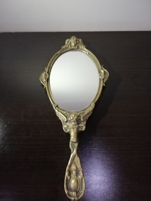 Прекрасно, винтидж, ръчно огледало. Бронз.