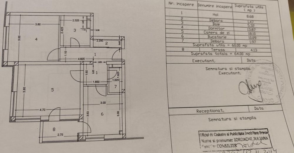 De vânzare apartament 2 cam 64mp decomandat