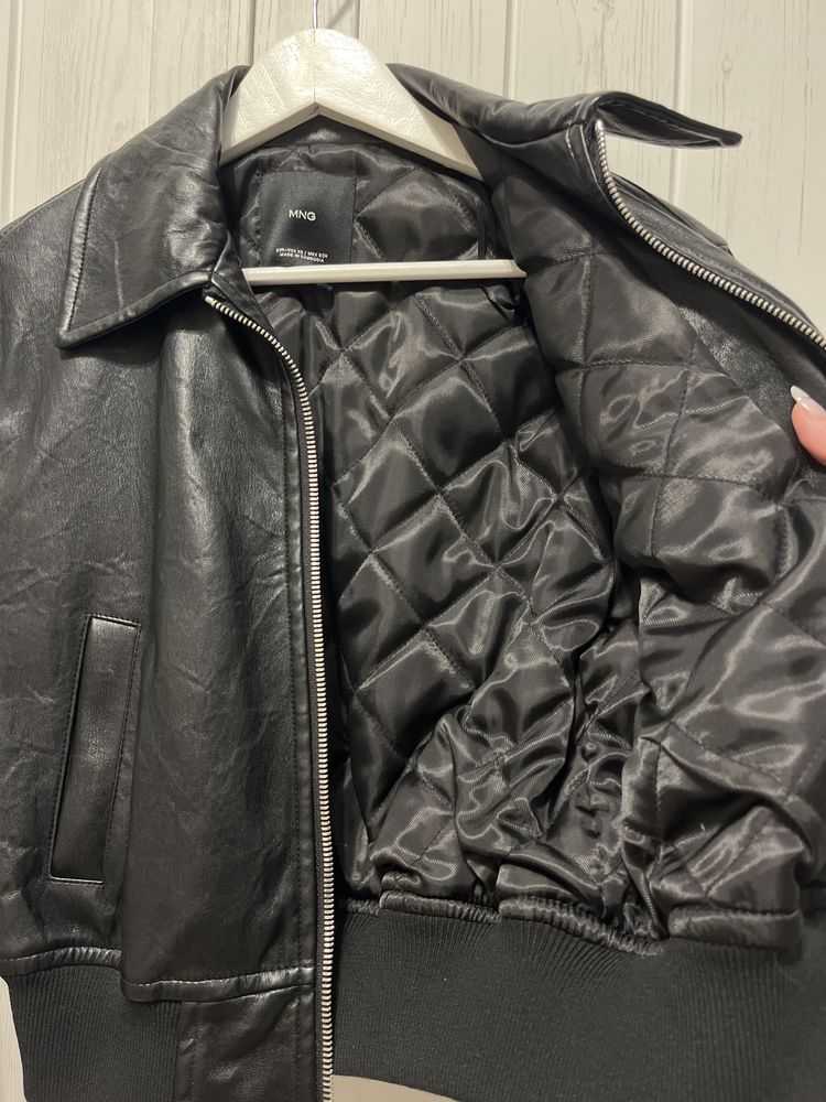 Jacheta bomber de piele femei MANGO