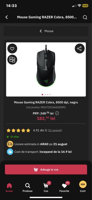 Mouse gaming Razer Cobra