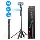 Selfie Stick inteligent C17 cu Gimbal, AI tracking si trepied 163 cm