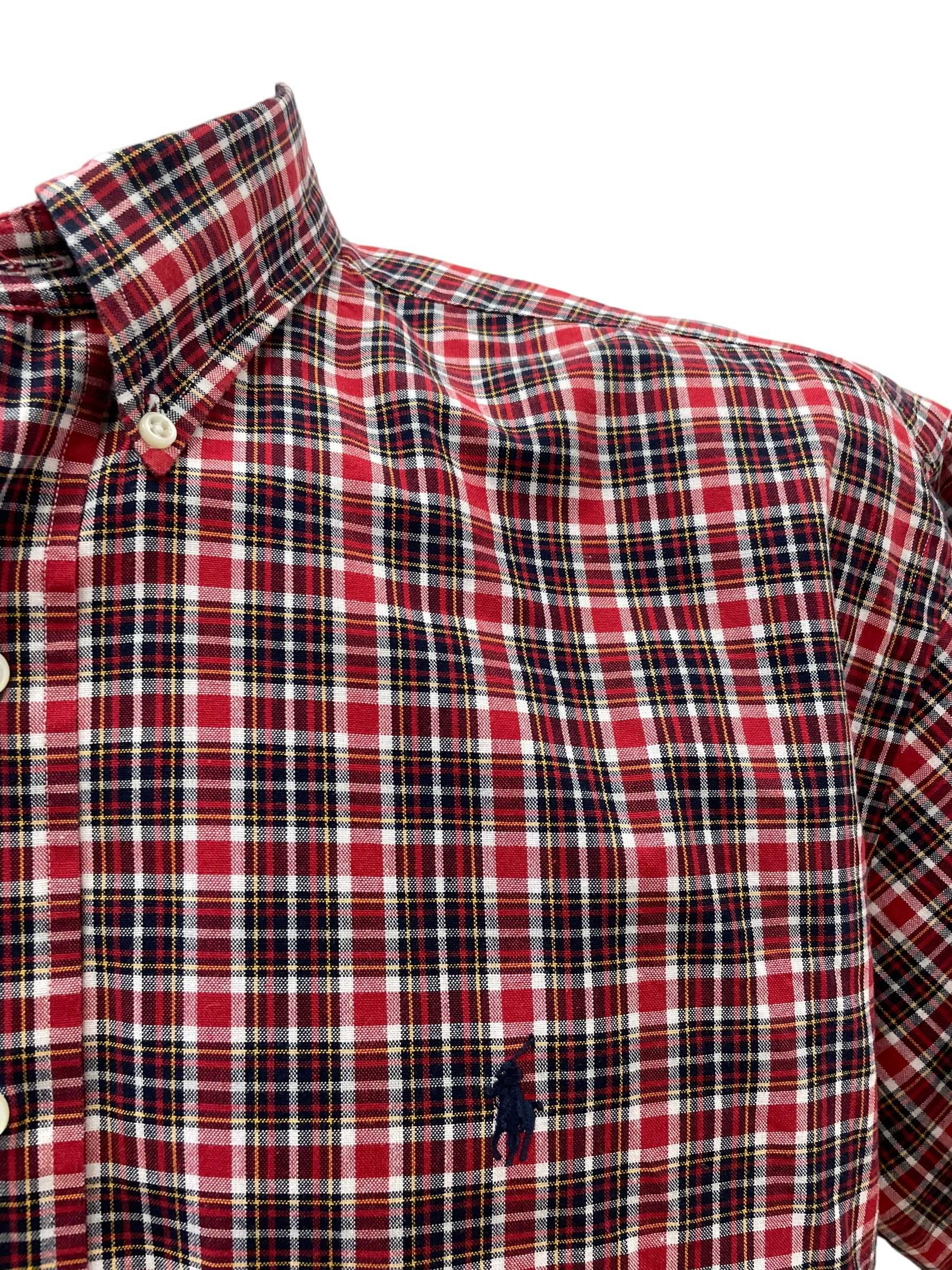 RALPH LAUREN размер 2XL / XXL мъжка риза къс ръкав червено черно каре