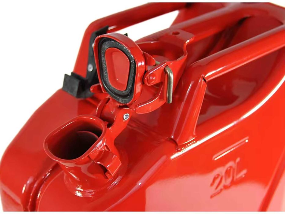 Canistra Metal 20 L pentru Combustibil, cu Palnie Metalica, Rosu
