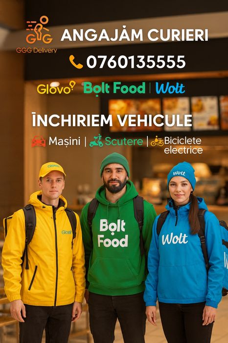 Cautam curieri in Slatina | program Flexibil | Glovo Bolt Wolt