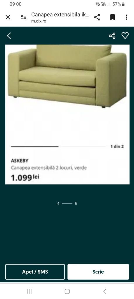 Canapea 2 locuri,copii marca Ikea