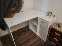 Birou alb cu sertare laterale 110x50