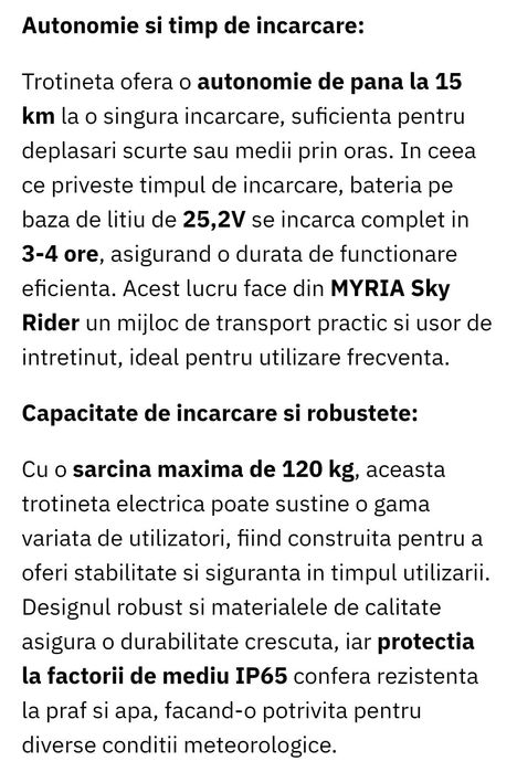 Vand trotineta electrica Miria Sky rider