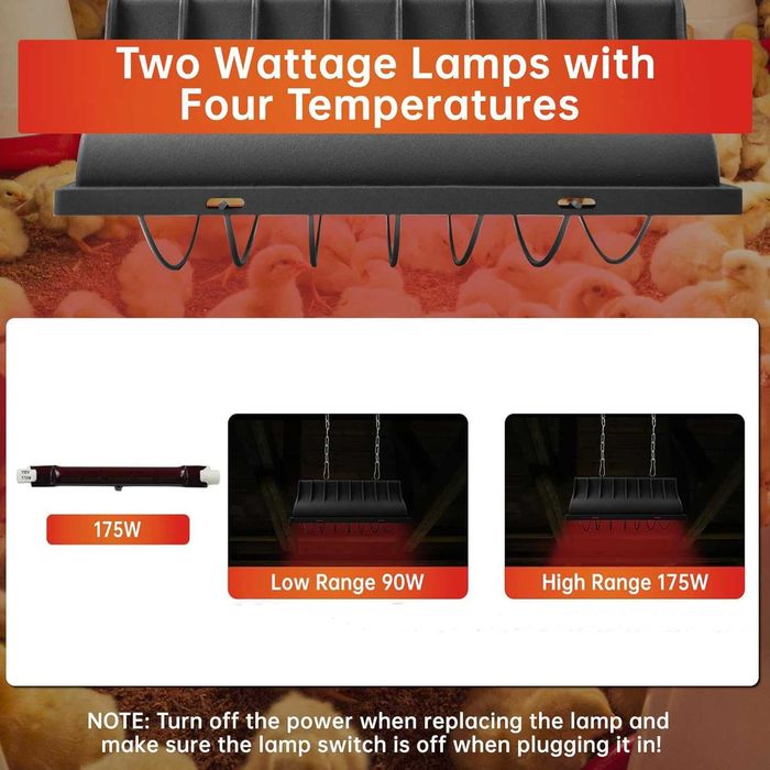 НОВА! Инфрачервена отоплителна лампа 175W двустепенно регулиране
