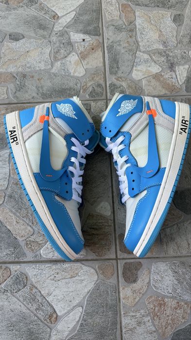 Adidasi Nike Jordan 1 High Off-White UNC Noi
