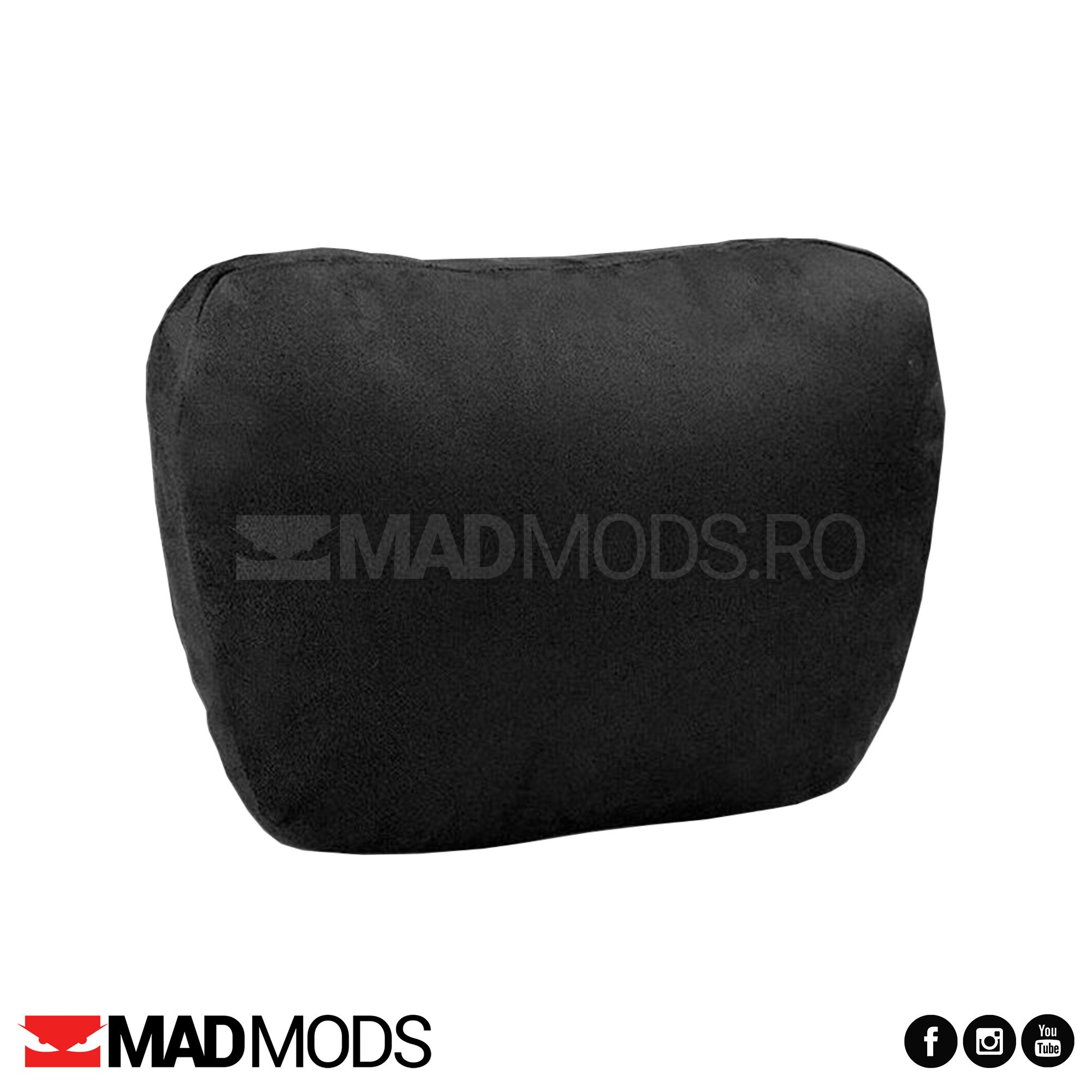 Pernute tetiera auto, reglabile, alcantara, negre, cu scai, Universale