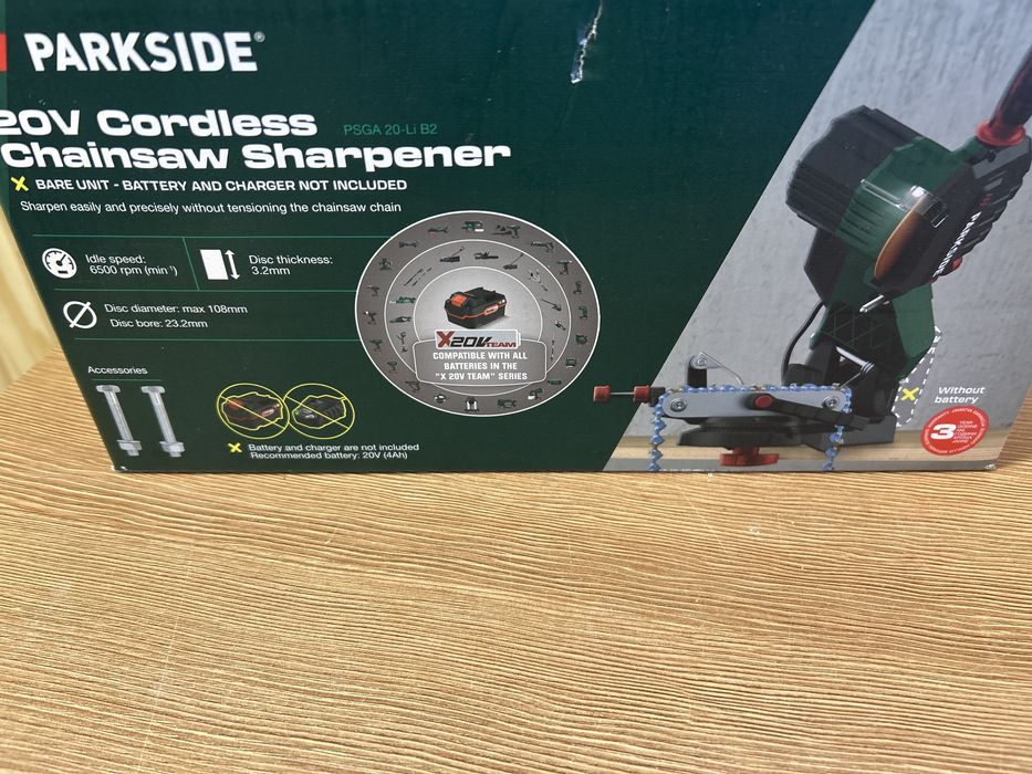 Акумулаторна станция за заточване на вериги parkside