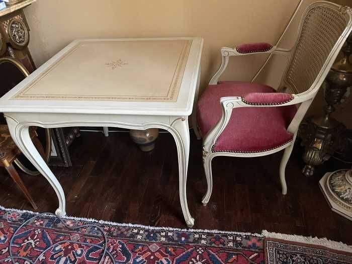 Elegant-secretaire-masa-birou-blat piele ivoire-Italia